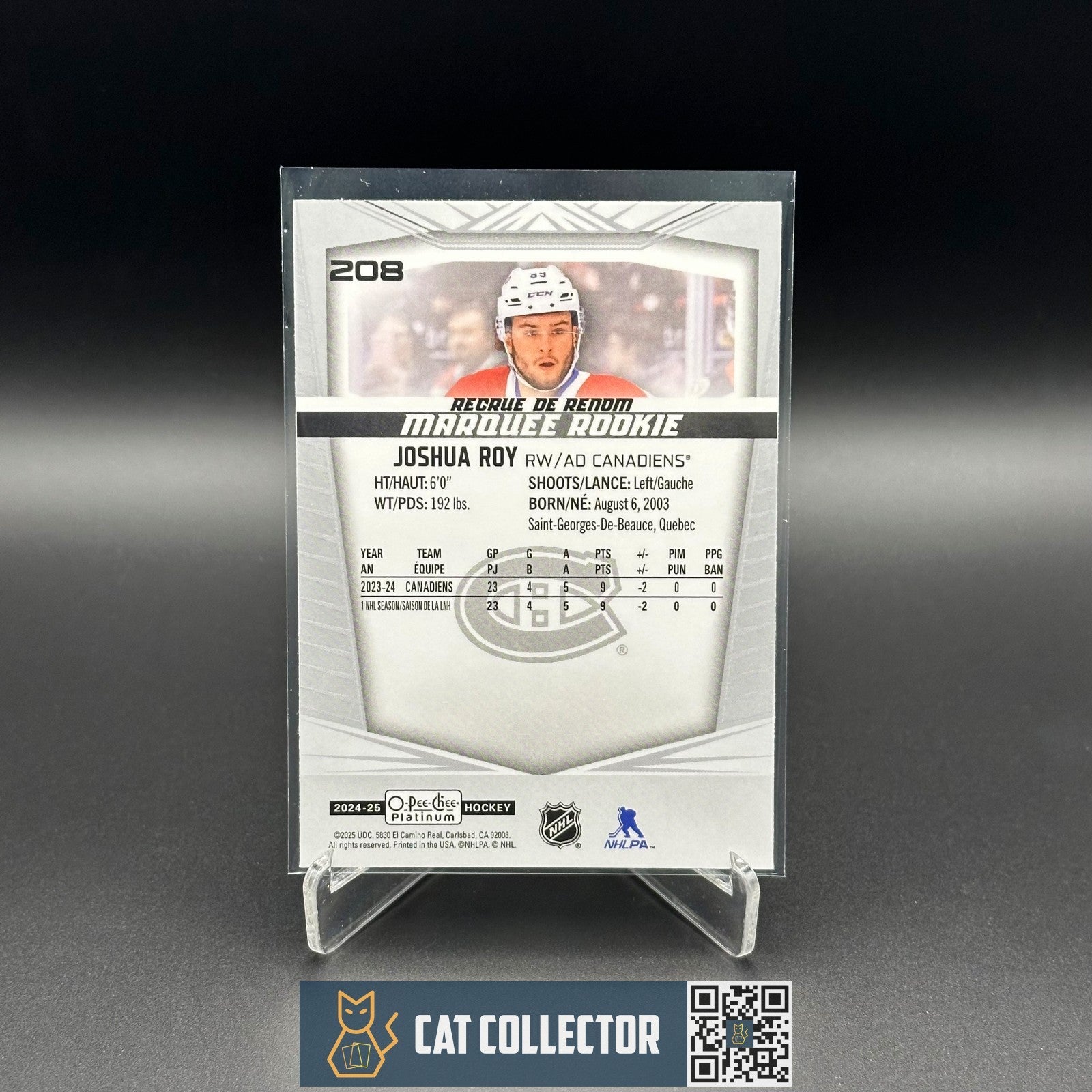2024-25 O-Pee-Chee Platinum JOSHUA ROY #208 Marquee Rookie RC