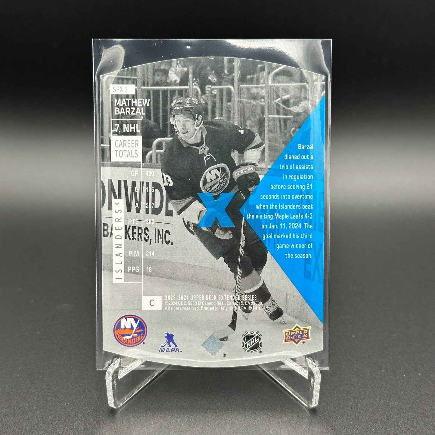 2023-24 UD Extended series MATHEW BARZAL #SPX-3 1997-98 SPx Holoview Retro
