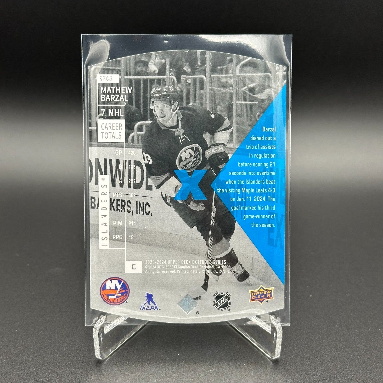 2023-24 UD Extended series MATHEW BARZAL #SPX-3 1997-98 SPx Holoview Retro