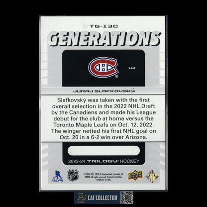 2023-24 UD Trilogy JURAJ SLAFKOVSKY #TG-13C Generations - Montreal Canadiens