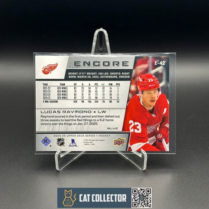 2025-26 UD Encore LUCAS RAYMOND #E-42 Blue - Detroit Red Wings