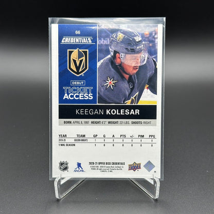 2020-21 UD Credentials KEEGAN KOLESAR #66 Debut Ticket Access RC 549/999