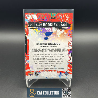 2024-25 UD Series 1 ZACHARY BOLDUC #RC-13 Rookie Class Red Rookie RC