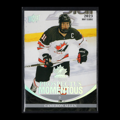2023 UD Team Canada Juniors CAMERON ALLEN #PM-19 Prospectus Momentous Silver