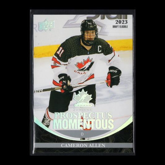 2023 UD Team Canada Juniors CAMERON ALLEN #PM-19 Prospectus Momentous Silver