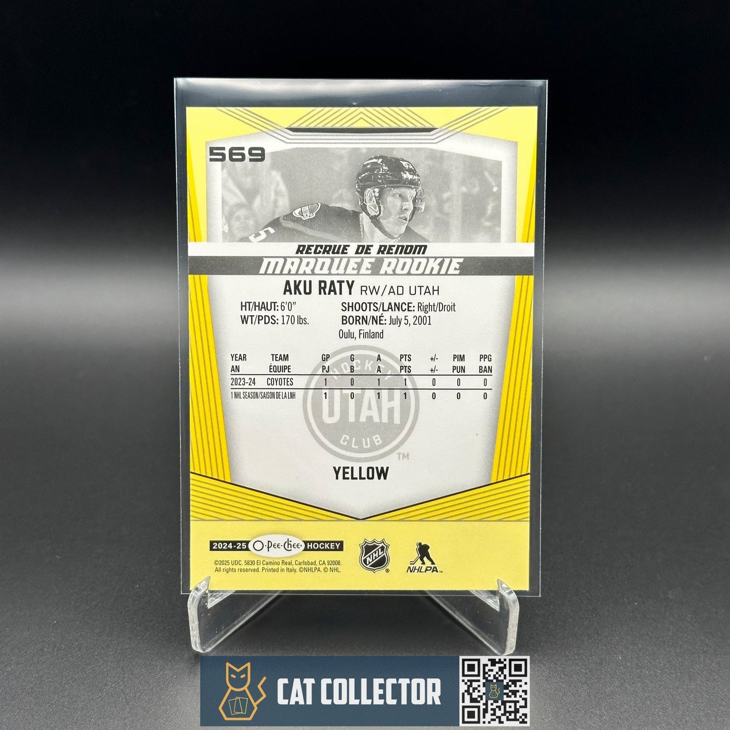 2024-25 O-Pee-Chee Hockey AKU RATY #569 Marquee Rookie Yellow border parallel RC