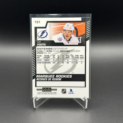 2020-21 O-Pee-Chee Platinum CAL FOOTE #191 Marquee rookie RC Tampa Bay Lightning