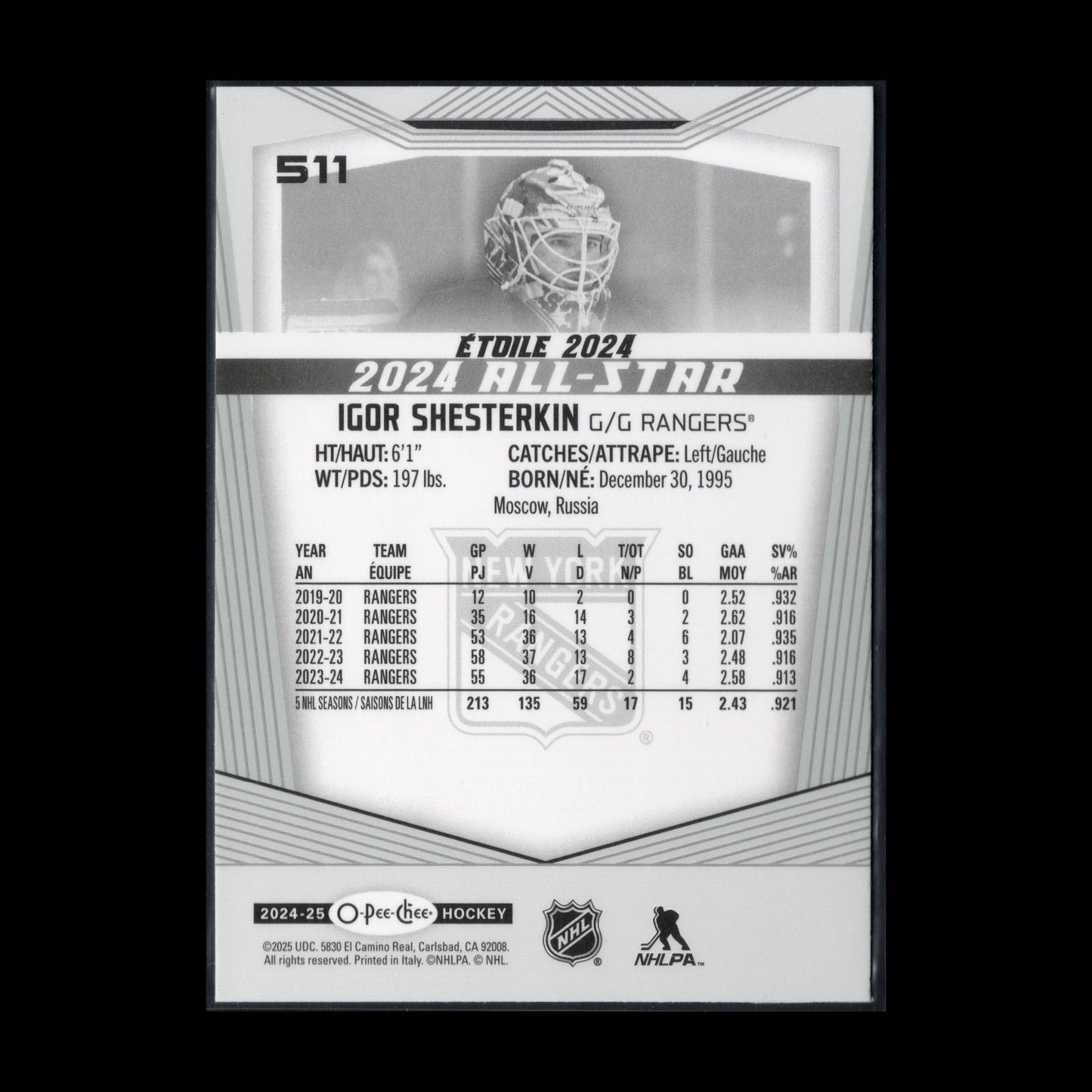 2024-25 O-Pee-Chee Hockey IGOR SHESTERKIN #511 2024 All-Star