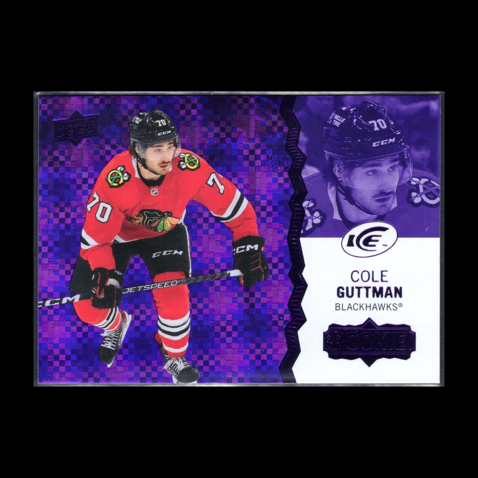 2023-24 UD Ice COLE GUTTMAN #123 Purple Rookie RC - Chicago Blackhawks