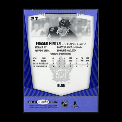 2024-25 O-Pee-Chee FRASER MINTEN #27 Marquee Rookie RC Blue parallel