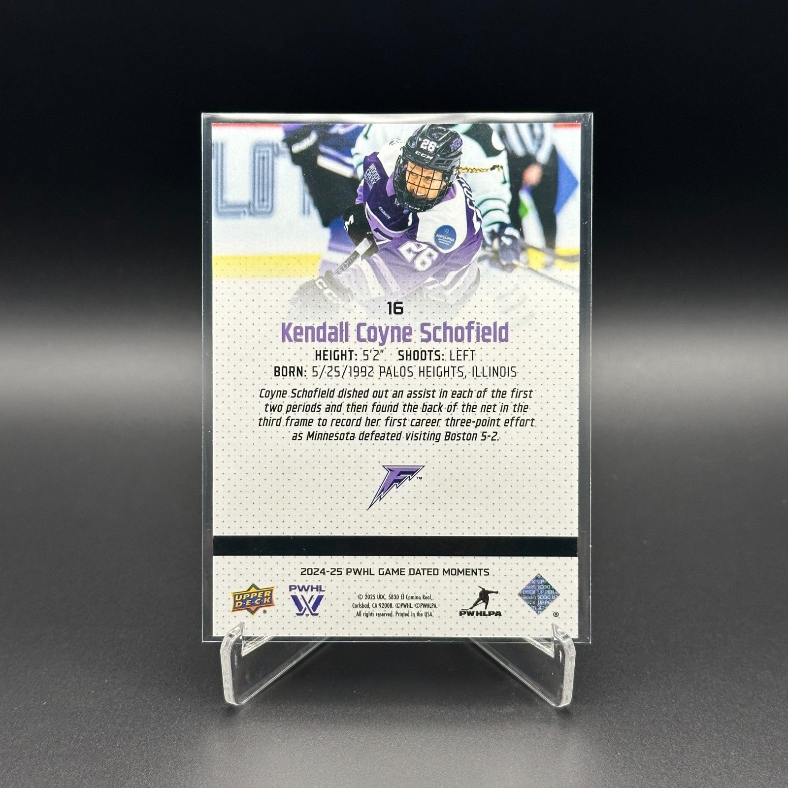 2024-25 UD PWHL Game Dated Moments KENDALL COYNE SCHOFIELD #16 ONLINE EXCUSIVE!