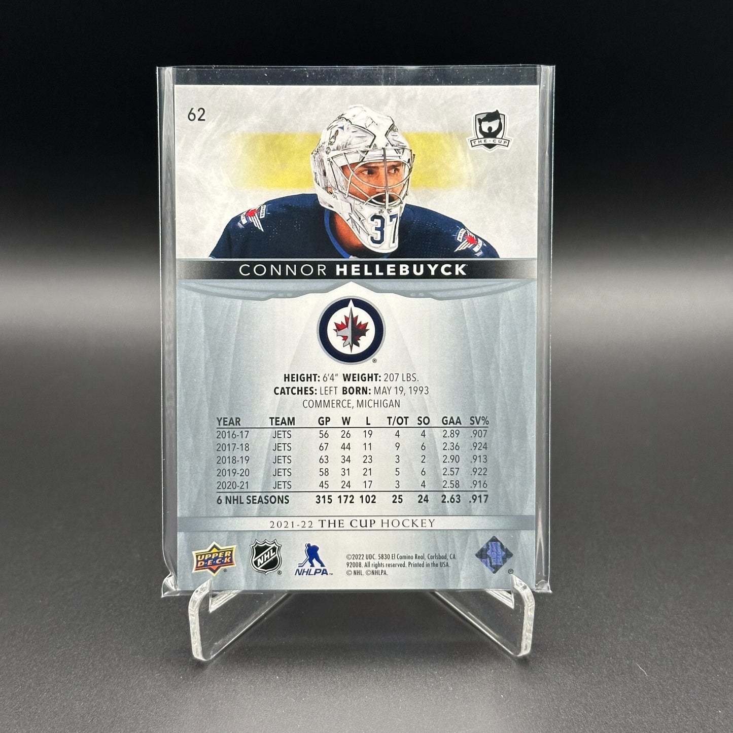 2021-22 Upper Deck The Cup CONNOR HELLEBUYCK #62  155/249 - Winnipeg Jets