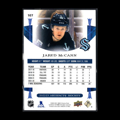 2022-23 UD Artifacts JARED MCCANN #107 Light Blue Steel /85 - Seattle Kraken