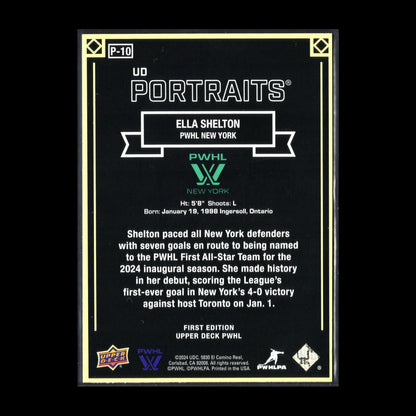 2024-25 UD PWHL ELLA SHELTON #P-10 UD Portraits New York Sirens -  1st Edition