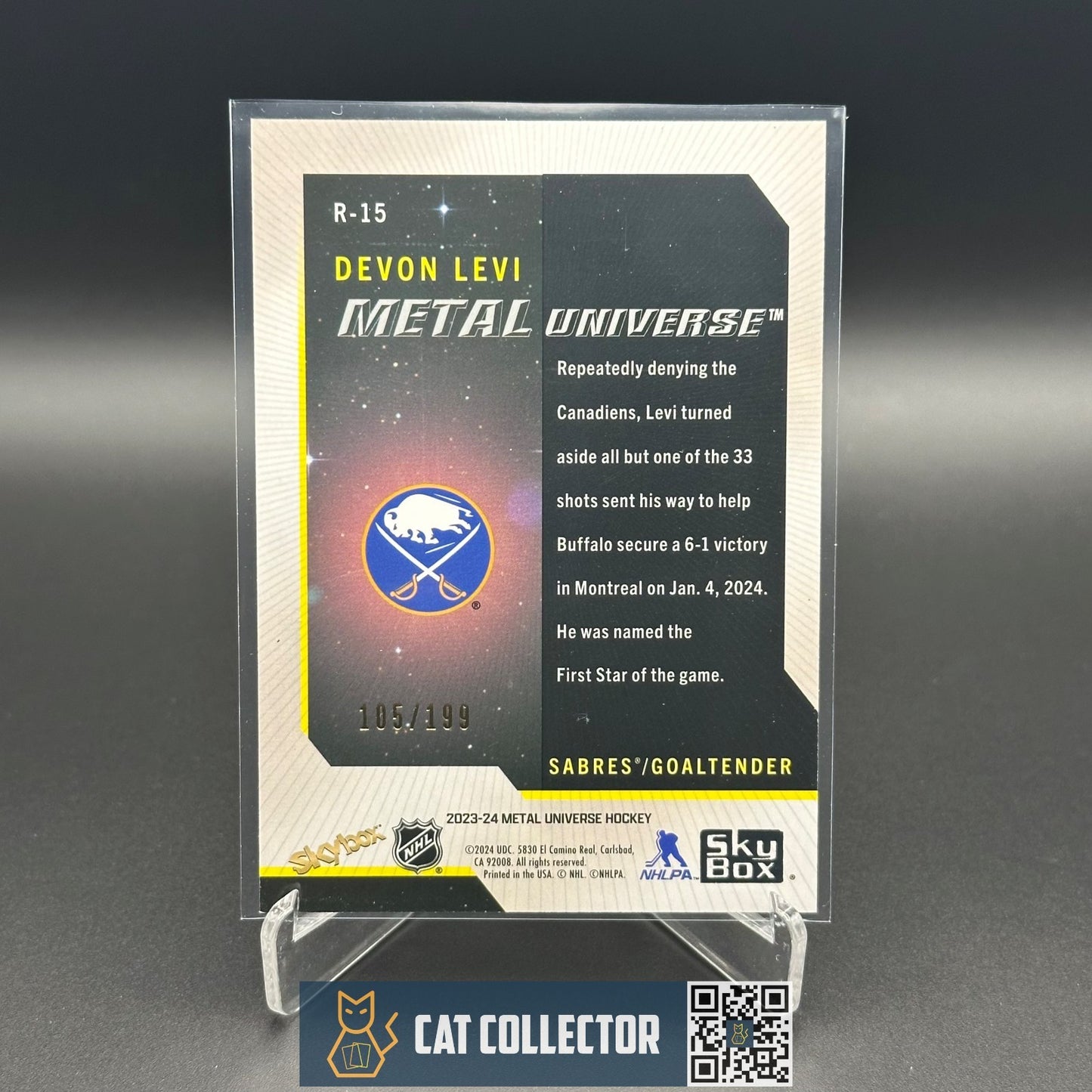 2023-24 SkyBox Metal DEVON LEVI #R-15 Rookie Retro Purple Spectrum FX /199