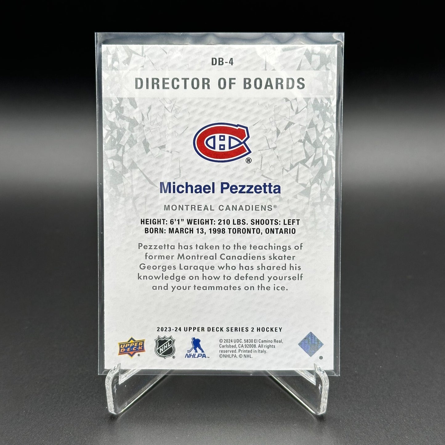 2023-24 UD Series 2 MICHAEL PEZZETTA #DB-4 Director of boards - MTL Canadiens