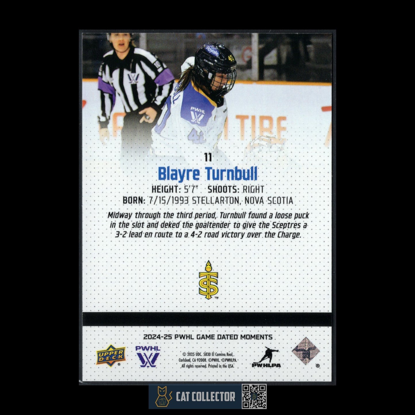 2024-25 UD PWHL Game Dated Moments BLAYRE TURNBULL #11 ONLINE EXCUSIVE!