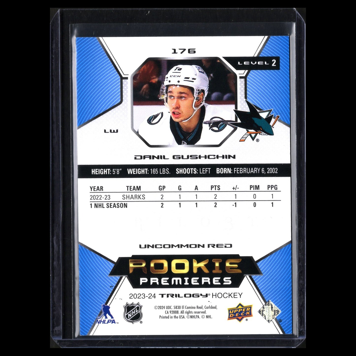 2023-24 UD Trilogy DANIL GUSHCHIN #175 /99 Uncommon Red Rookie Premieres Level 2