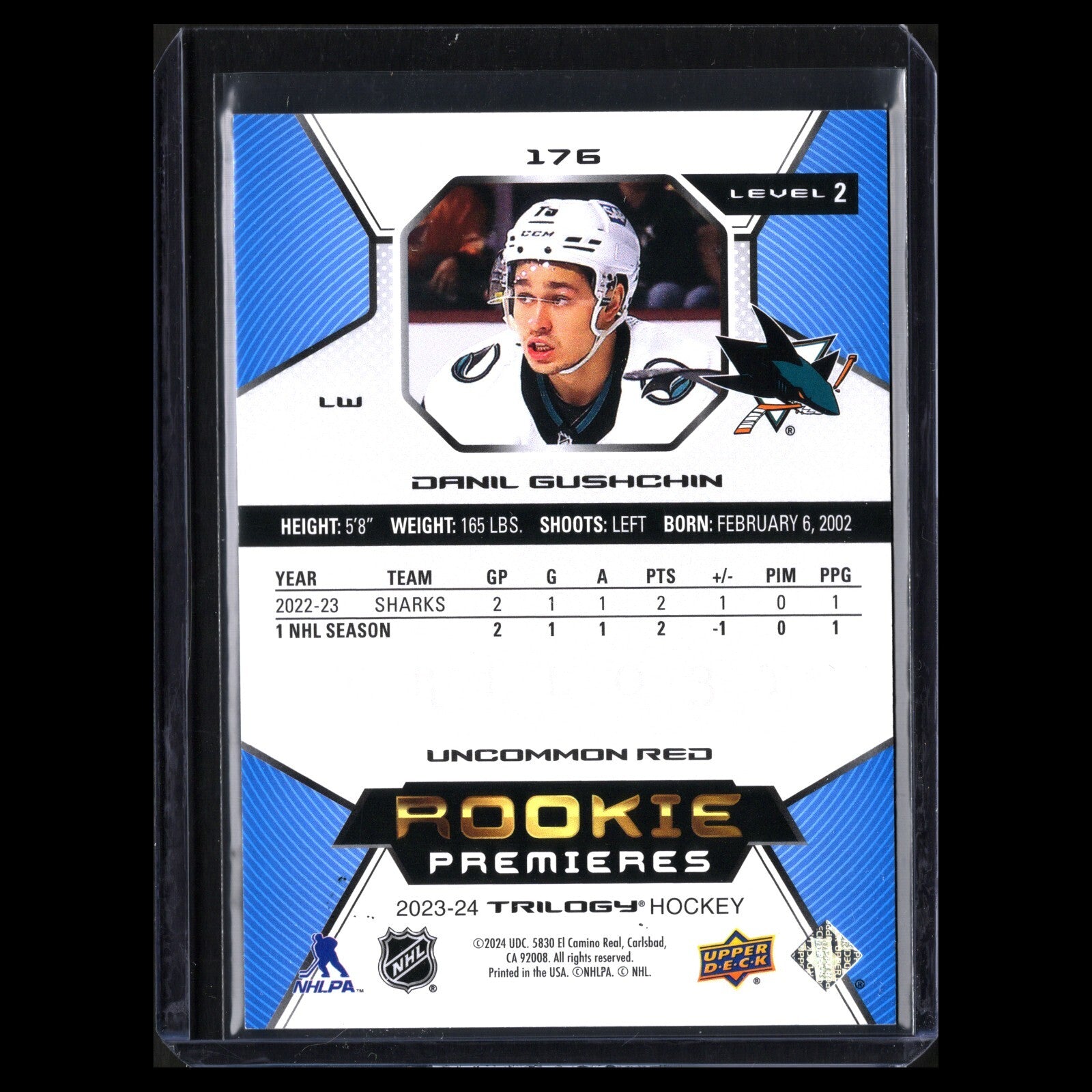 2023-24 UD Trilogy DANIL GUSHCHIN #175 /99 Uncommon Red Rookie Premieres Level 2