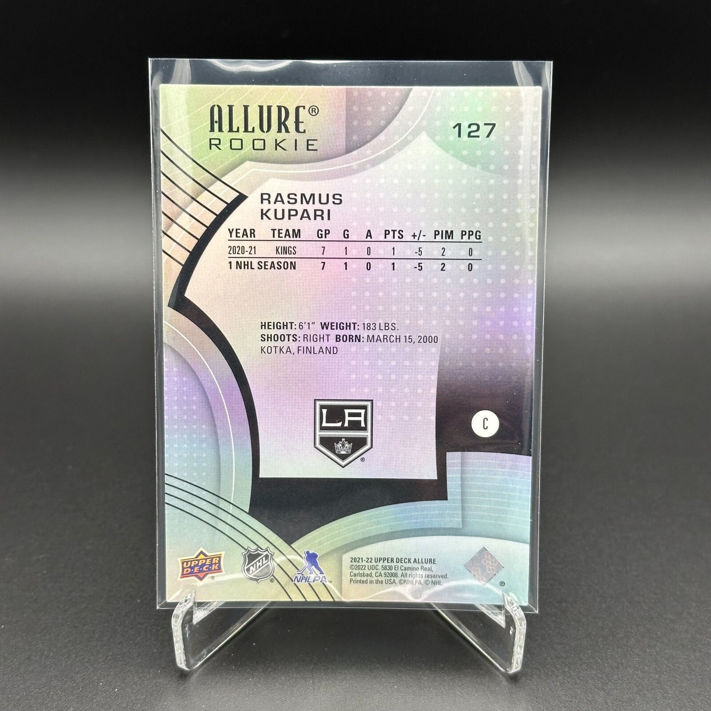 2021-22 UD Allure RASMUS KUPARI #127 RC - Los Angeles Kings