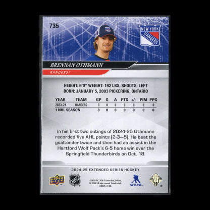 2024-25 UD Extended Series BRENNAN OTHMANN #735 1st Round Draft - NY Rangers