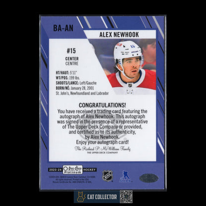 2023-24 O-Pee-Chee Platinum ALEX NEWHOOK #BA-AN Blue Rainbow Autographs Auto