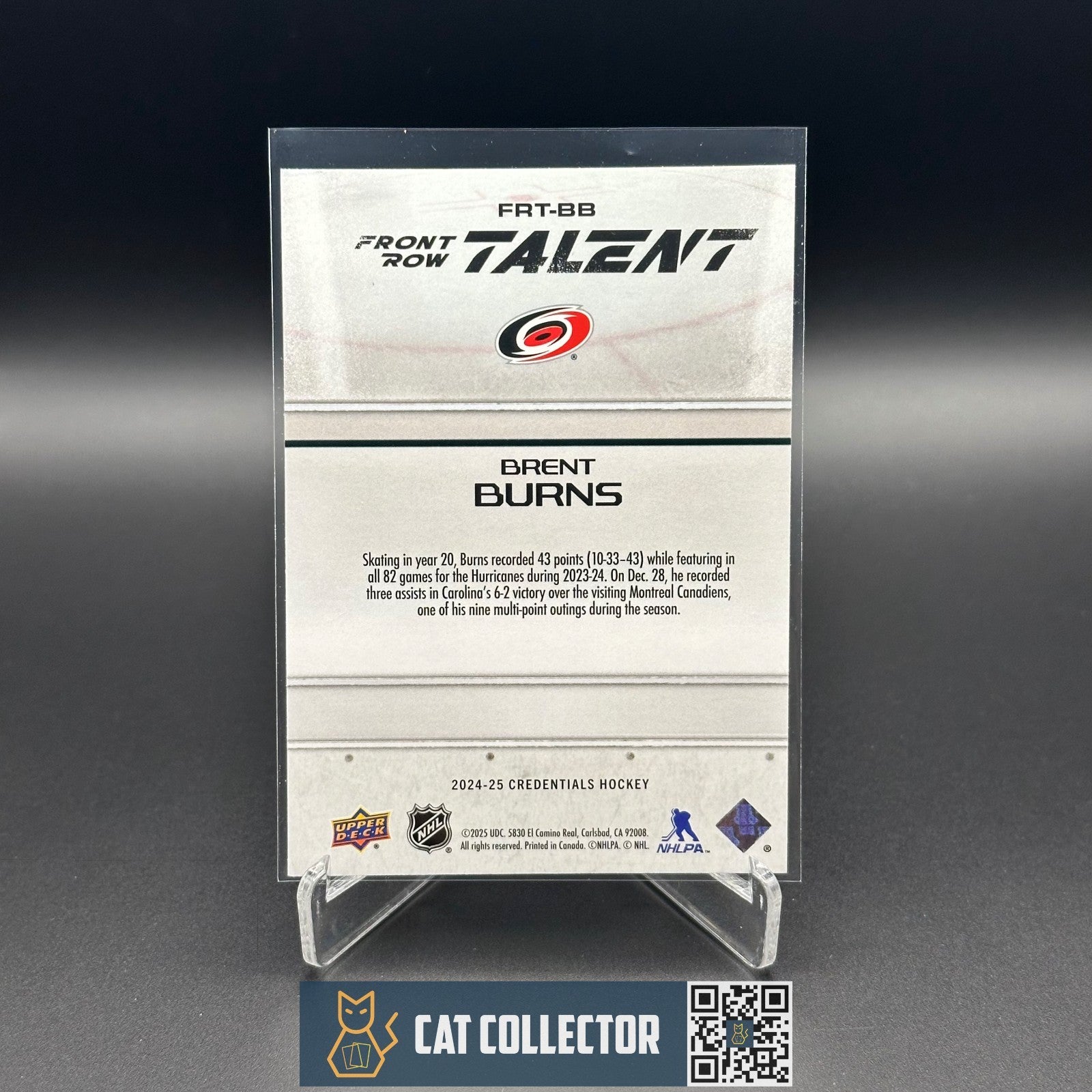 2024-25 UD Credentials BRENT BURNS #FRT-BB Front Row Talent