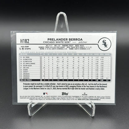 2024 Topps Holiday PRELANDER BERROA #H182 RC - Chicago White Sox