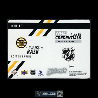 2017-18 UD MVP TUUKKA RASKA #NHL-TR NHL Player Credentials Level 1 Access