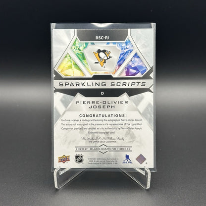 2020-21 UD Black Diamond PIERRE-OLIVIER JOSEPH #RSC-PJ Rookie Sparkling Scripts
