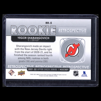 2021-22 UD Series 1 YEGOR SHARANGOVICH #RR-5 Rookie Retrospective - NJ Devils