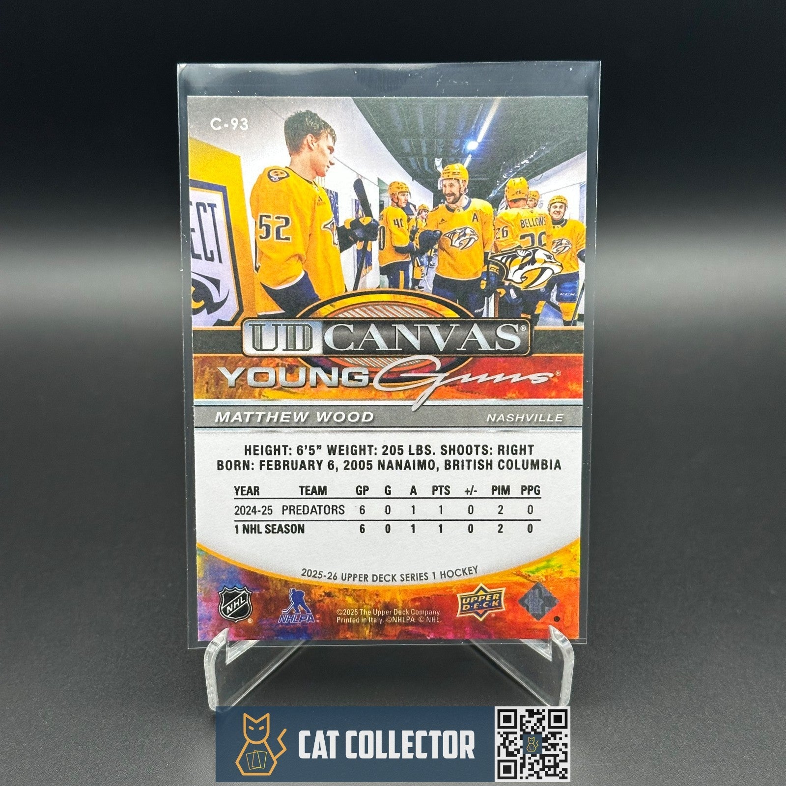 2025-26 UD Series 1 MATTHEW WOOD #C-93 UD Canvas Young Guns Rookie RC