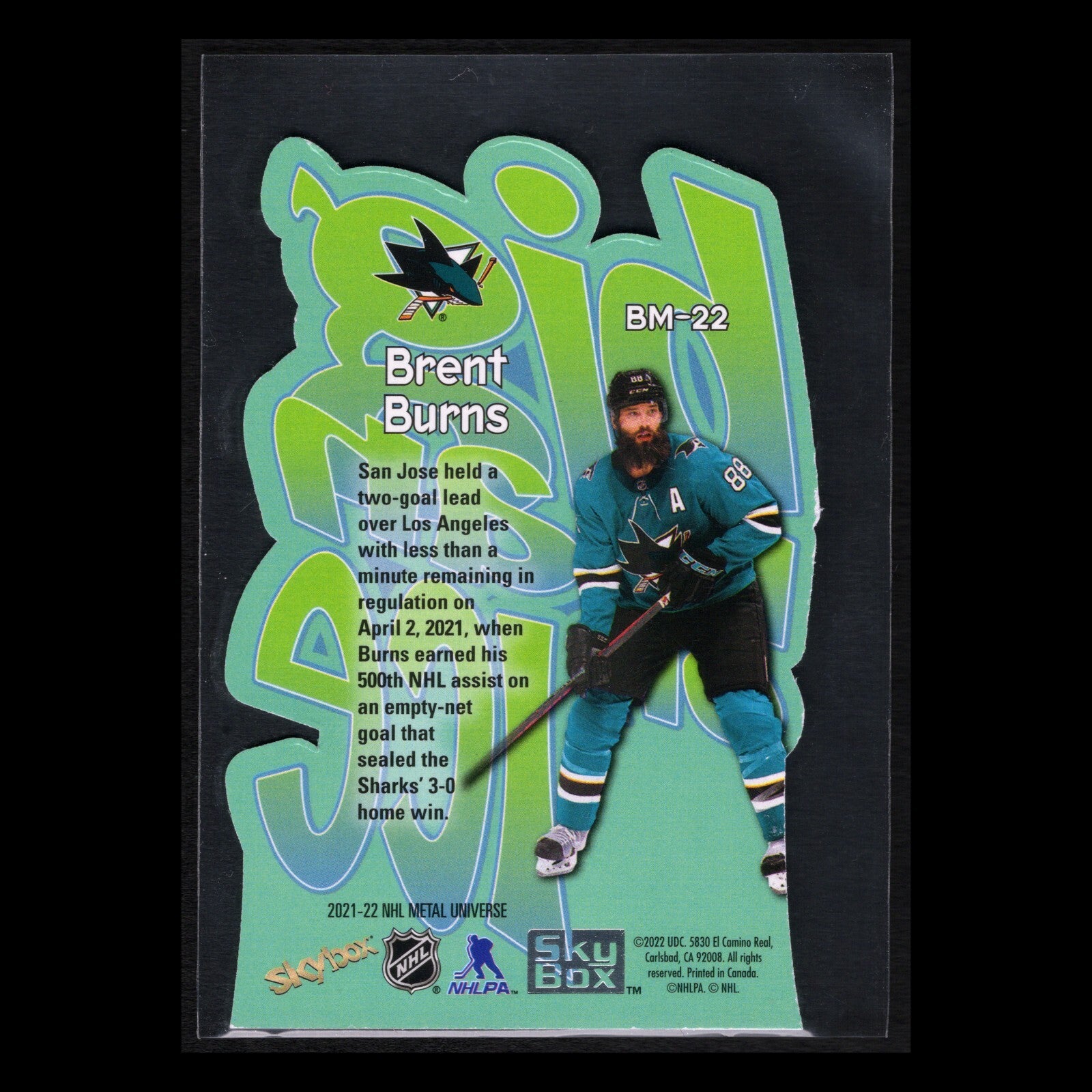 2021-22 Skybox Metal Universe BRENT BURNS #BM-22 Big Man on Ice