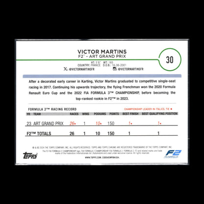 2024 Topps Chrome F1 VICTOR MARTINS #30 F2 Futurs Stars Orange Refractor /25