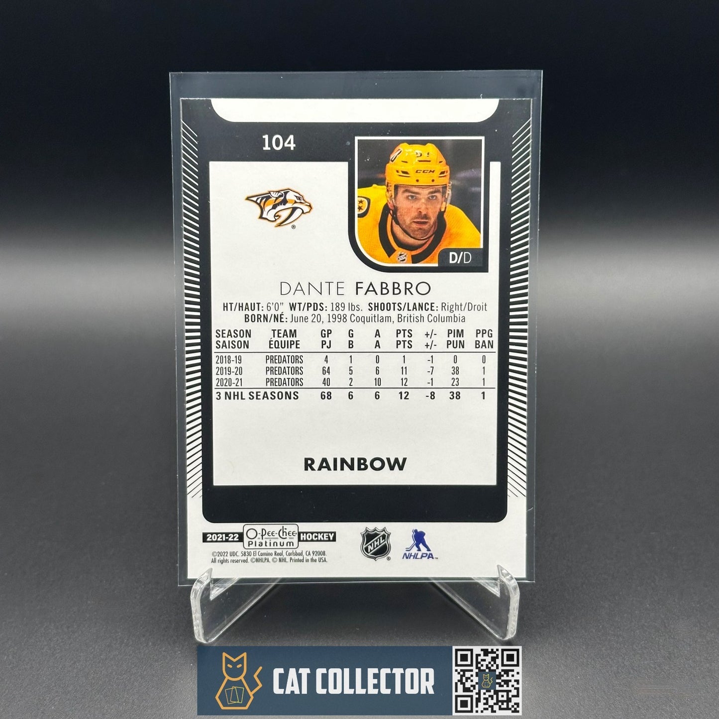 2021-22 O-Pee-Chee Platinum DANTE FABBRO #104 Rainbow