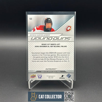 2024-25 UD PWHL RONJA SAVOLAINEN #53 Young Guns Outburst RC - Ottawa Charge