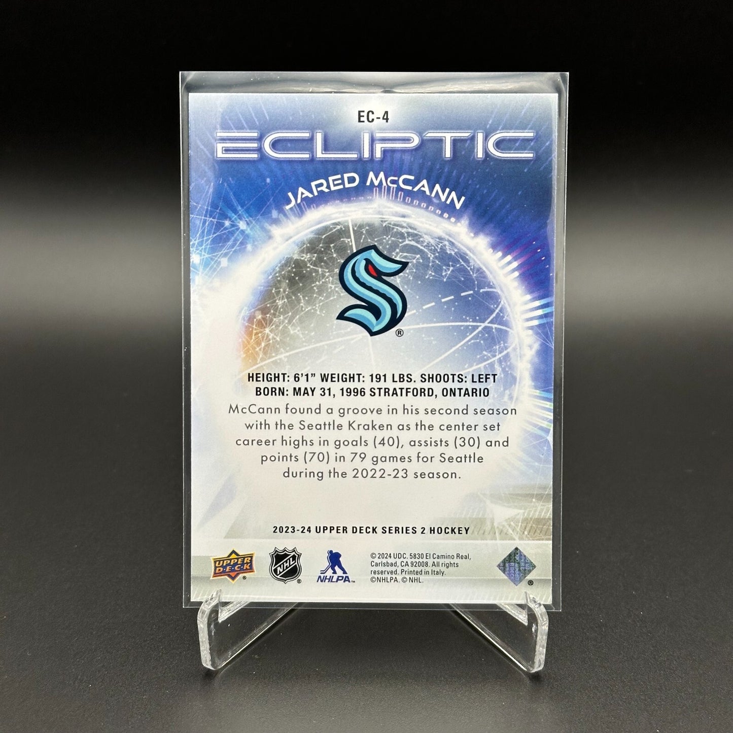 2023-24 UD Series 2 JARED McCANN #EC-4 Ecliptic - Seattle Kraken
