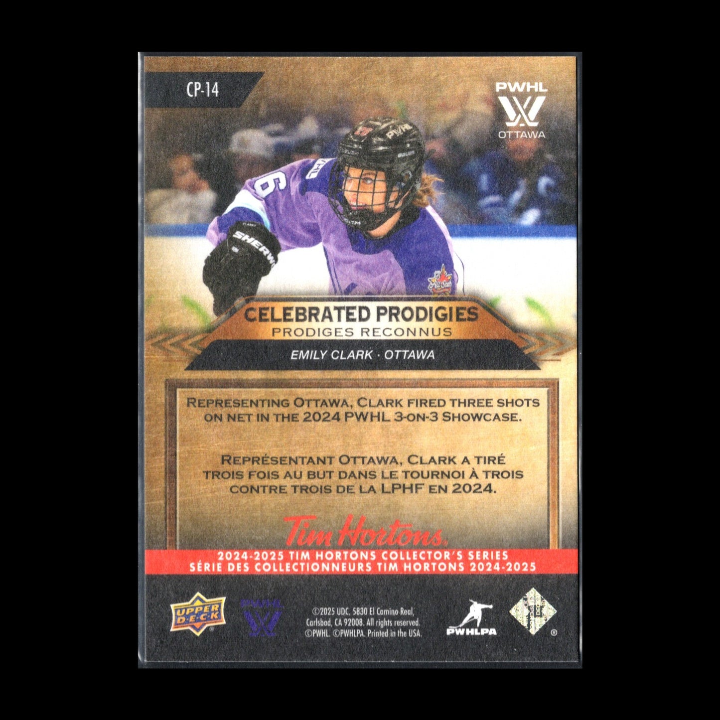 2024-25 UD Tim Hortons EMILY CLARK #CP-14 PWHL Celebrated Prodigies