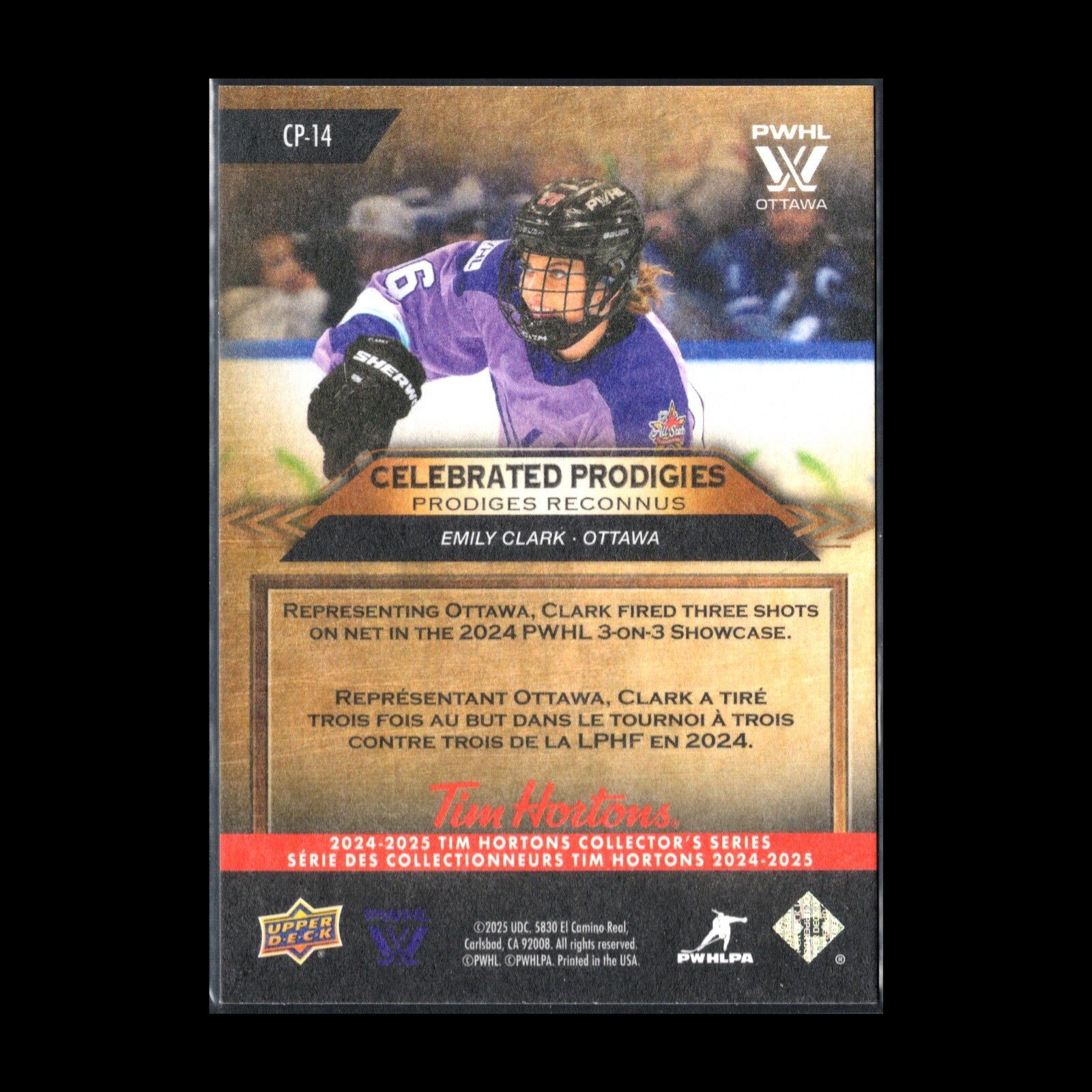 2024-25 UD Tim Hortons EMILY CLARK #CP-14 PWHL Celebrated Prodigies