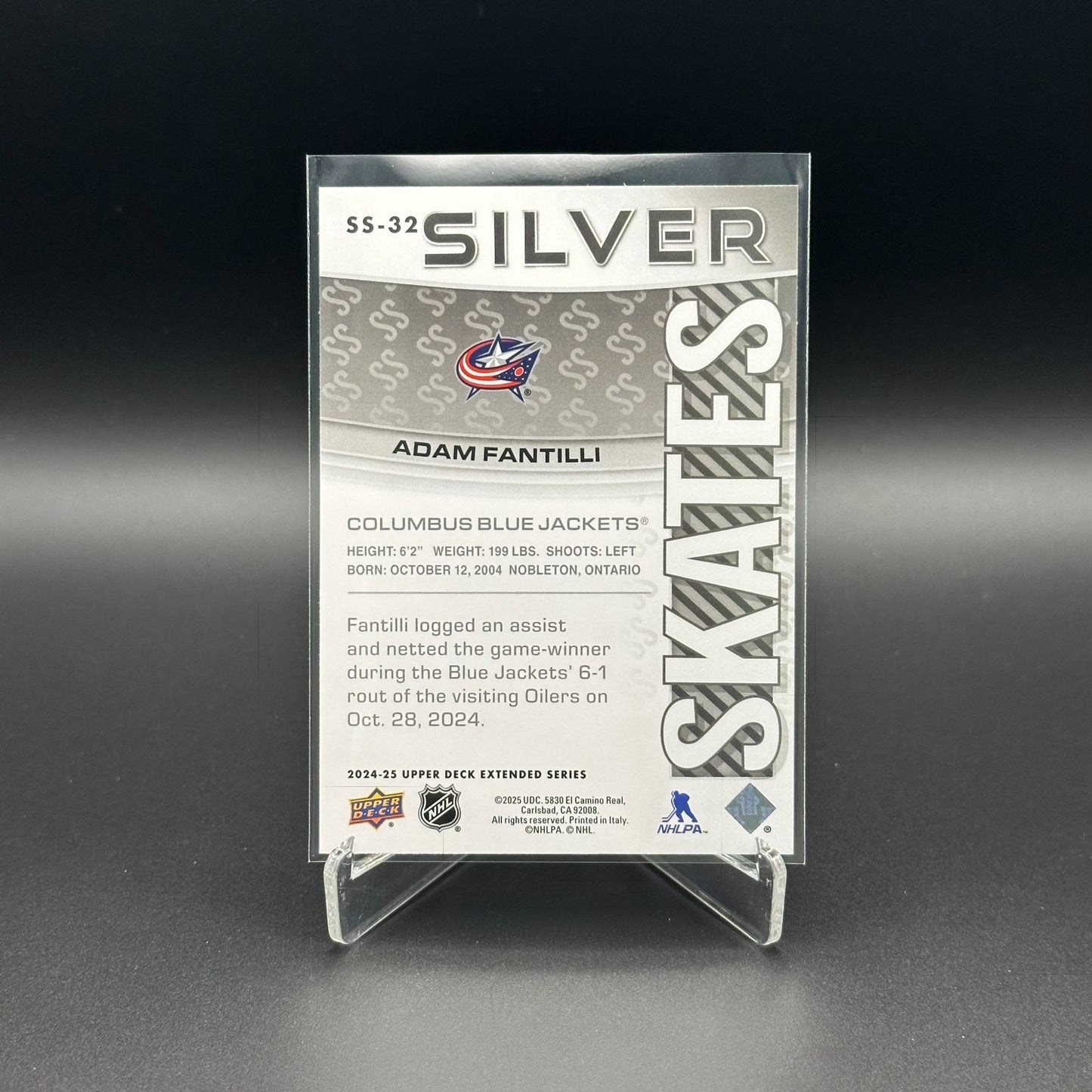 2024-25 UD Extended series ADAM FANTILLI #SS-32 Silver Skates