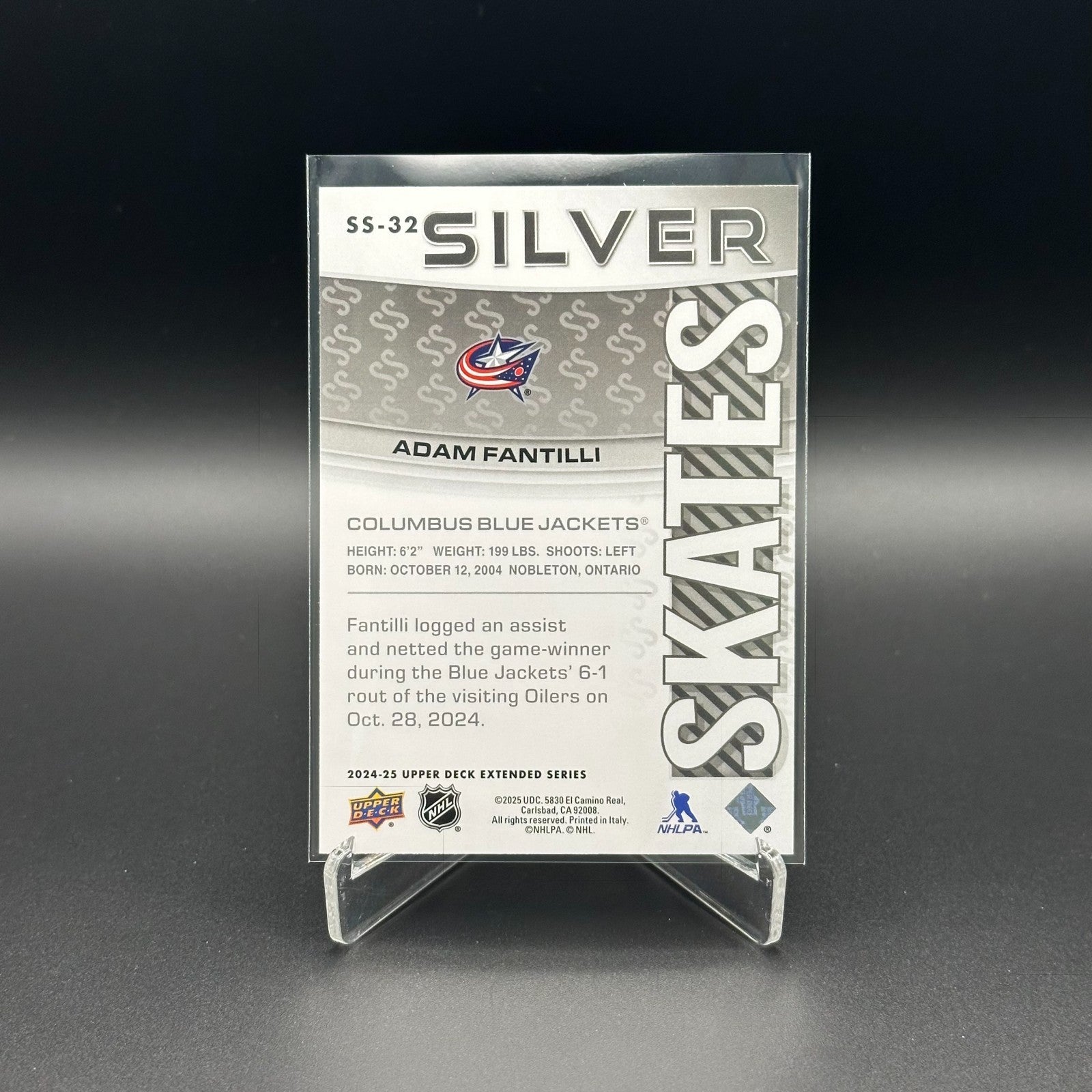 2024-25 UD Extended series ADAM FANTILLI #SS-32 Silver Skates