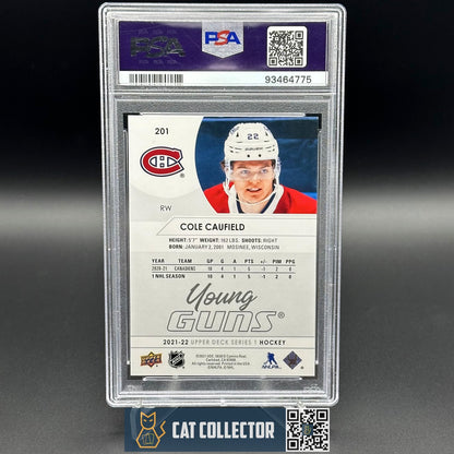 2021-22 UD Series 1 COLE CAUFIELD #201 Young Guns Rookie RC PSA 9