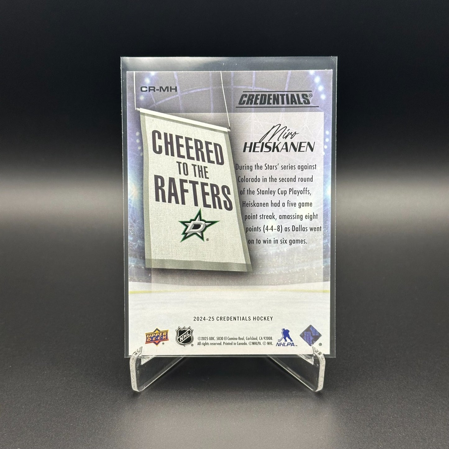 2024-25 UD Credentials MIRO HEISKANEN #CR-MH Cheered to the Rafters