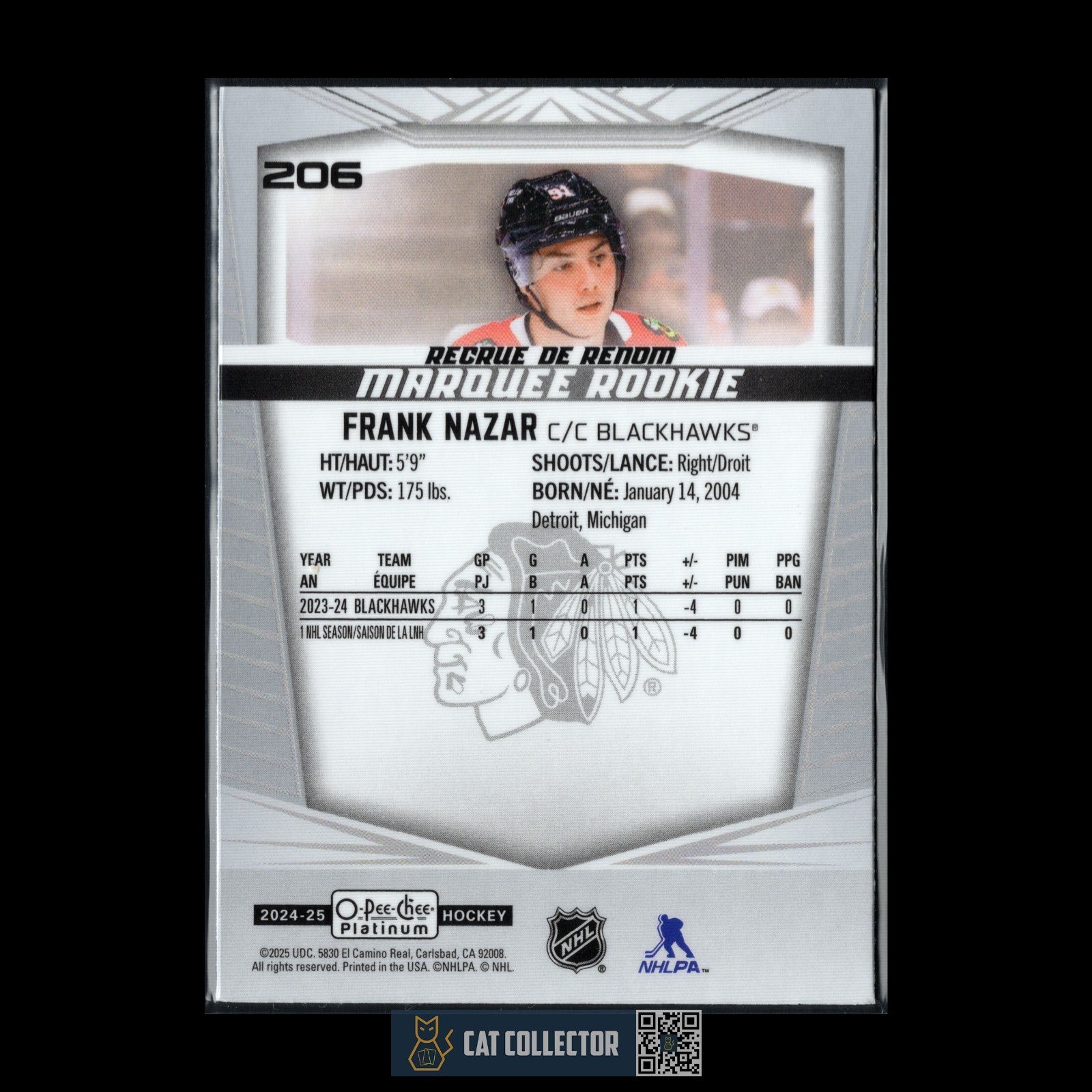 2024-25 O-Pee-Chee Platinum FRANK NAZAR #206 Marquee Rookie RC