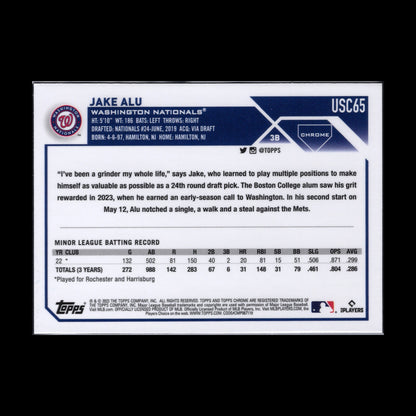 2023 Topps Chrome Updated Series JAKE ALU #USC65 Rookie RC Washington Nationals