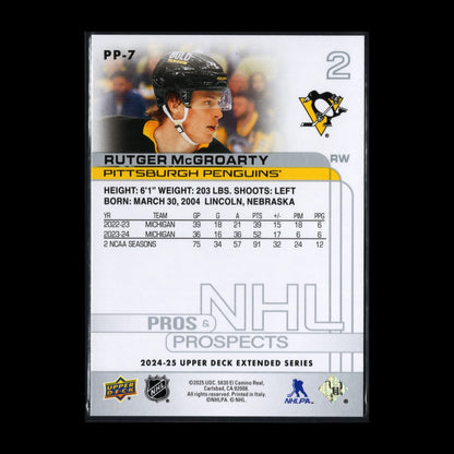 2024-25 UD Extended series RUTGER MCGROARTY #PP-7 Pros & Prospects Rookie RC