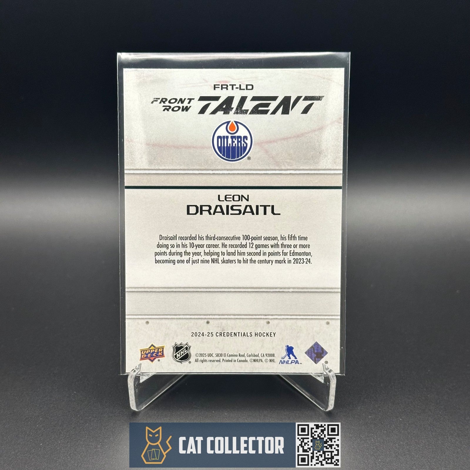 2024-25 UD Credentials LEON DRAISAITL #FRT-LD Front Row Talent - Edmonton Oilers