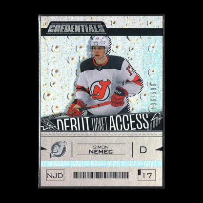 2023-24 UD Credentials SIMON NEMEC #184 Debut Ticket Access RC 136/599
