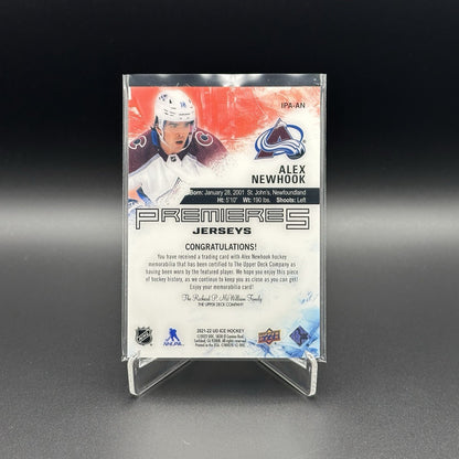 2021-22 UD Ice ALEX NEWHOOK #IPA-AN Premieres Jersey Rookie RC