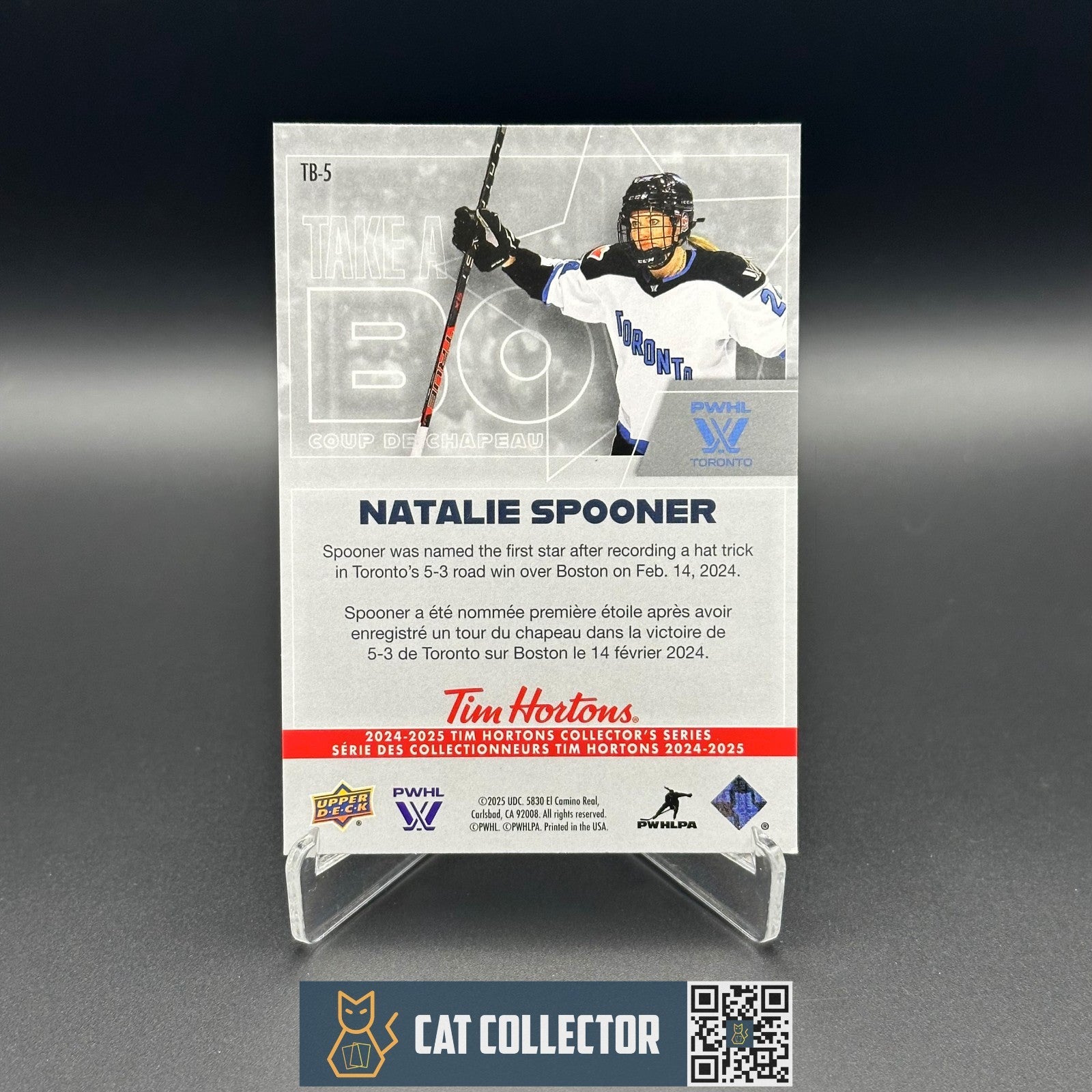 2024-25 UD Tim Hortons NATALIE SPOONER #TB-5 PWHL Take a Bow